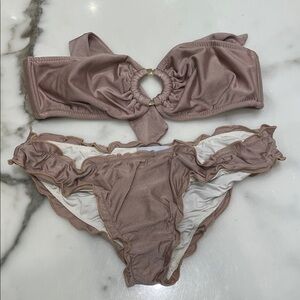 Eberjey Mauve Ring-Front Bikini Set